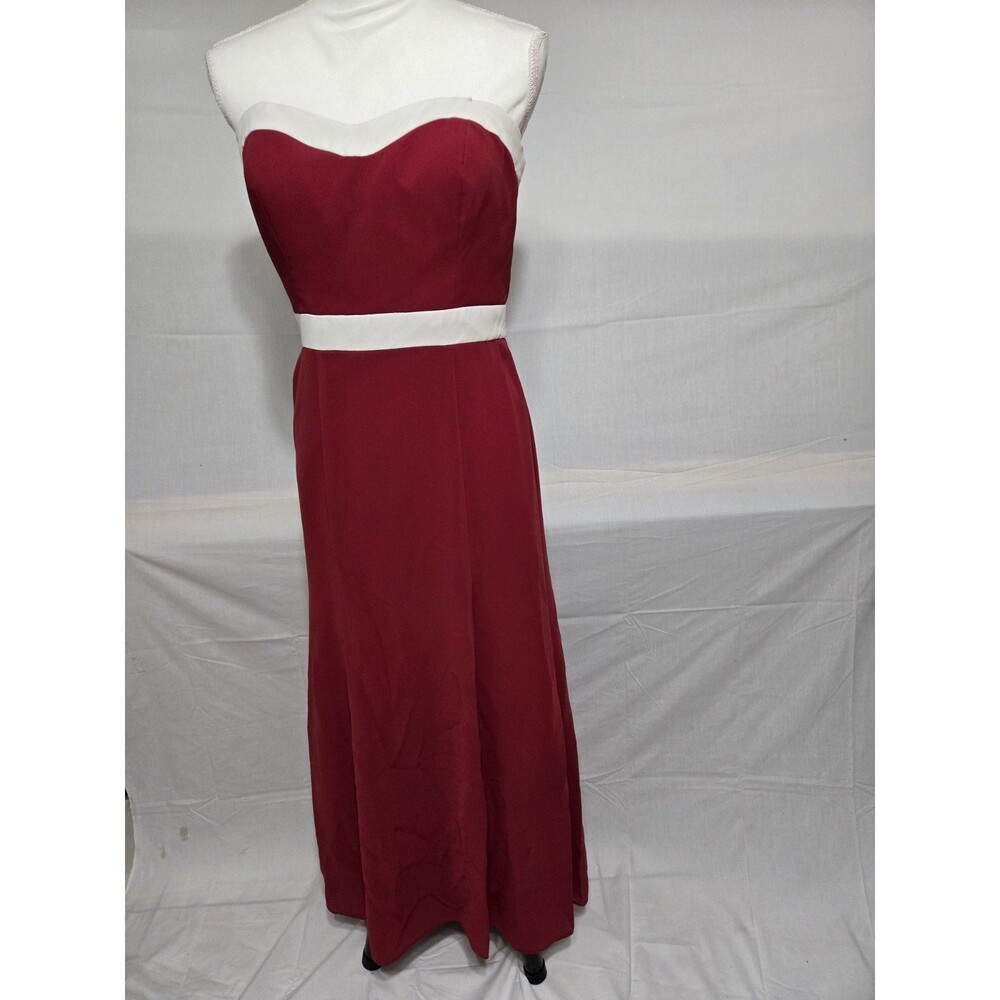 Social Bridesmaid Womens size 12 Dress Burgandy 8159 Strapless Chiffon Gown ~NWT